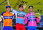 Le podium final de Tirreno-Adriatico 2011: Gesink, Evans, Scarponi